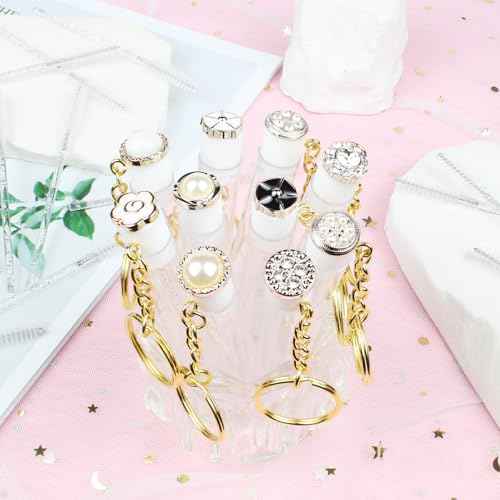 10pcs Mascara Wands Tube Reusable Lash Spoolies Pear Diamond Tube with Keychain Eyelash Brush Tubes Spoolies Lash Extension Brushes Applicators Makeup Tools(Pearl-Diamond-KC)