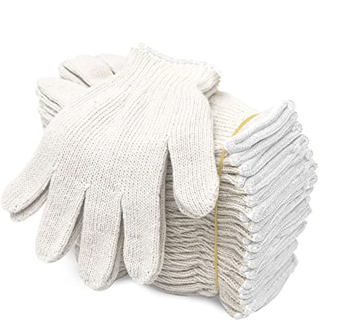 Evridwear Large No Dots Cotton-Polyester Knit Work Gloves, 12 Pairs – Painter Mechanic Safety