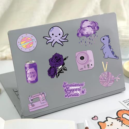 60 Pack Purple Aesthetic Stickers - Waterproof Vinyl Decals