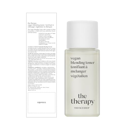 THE FACE SHOP The Therapy Vegan Blending Toner | Organic Vegan Soothing Face Toner | Elasticity Improvement & Deeply Hydrating | Eco-Friendly,6.09 fl. Oz,K-Beauty