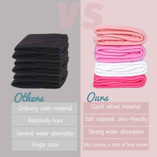 Whaline 4 Pack Spa Facial Headband Makeup Hair Wrap Adjustable Hair Band Soft Towel Head Band for Face Washing Shower Sports Yoga (White, Pink, Peach Pink, Hot Pink)