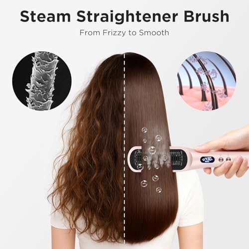Prizm Pro Steam Hair Straightener Brush with Ionic Care