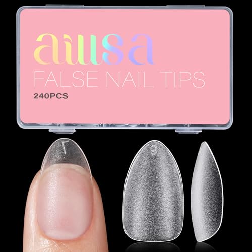 AINLSA 240pcs Short Almond Gel Nail Tips with Box, 15 Sizes, Full Matte Finish - NEW-240pcs-Short Almond