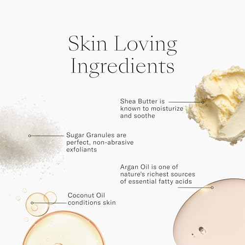 Josie Maran Argan Sugar Balm Body Scrub - Exfoliating Sugar Scrub with 100% Pure Argan Oil & Coconut Oil - Softens, Smoothes & Hydrates Dry Skin - Vegan + Cruelty Free - Vanilla Bean (10 oz)