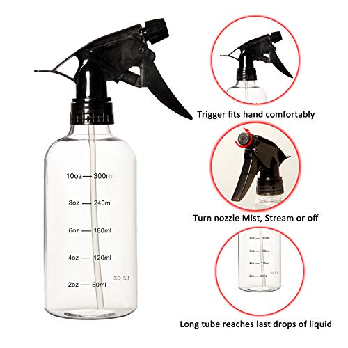 Youngever 12 Pack Empty Plastic Spray Bottles, Spray Bottles for Hair and Cleaning Solutions (8oz)