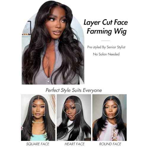 Layered Wig Face-Framing Glueless Wigs Human Hair Pre Plucked Pre Cut 200 Density 6X6 Straight HD Lace Front Ready To Wear Wigs Glueless Human Hair For Black Women Beginner Friendly 18 Inch