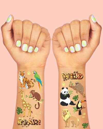 xo, Fetti Jungle Animals Temporary Tattoos - 56 Gold Foil