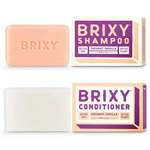BRIXY Balancing Shampoo and Conditioner Bar Set - Controls Oil And Hydrates Strands, All Hair Types, pH Balance, Color Safe, Removes Build Up, Vegan, Plastic Free