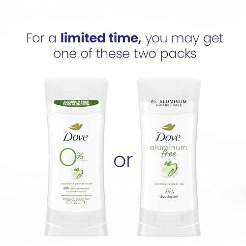 Dove Aluminum Free Deodorant for Women 4 Count Cucumber and Green Tea 72 hour odor protection 2.6 oz