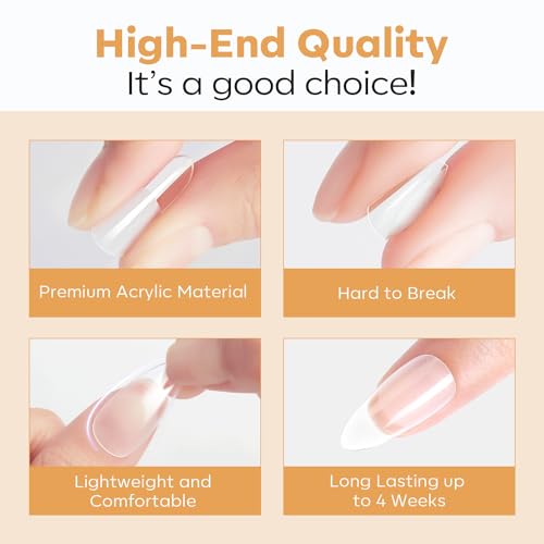 Modelones Short Oval Nail Tips, 216PCS Full Cover Gel Fake Nails