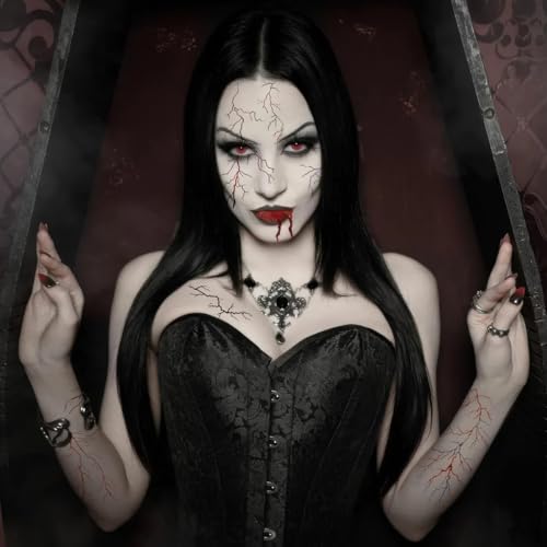 6 Sheets Halloween Temporary Tattoos Blood Vessel Scars