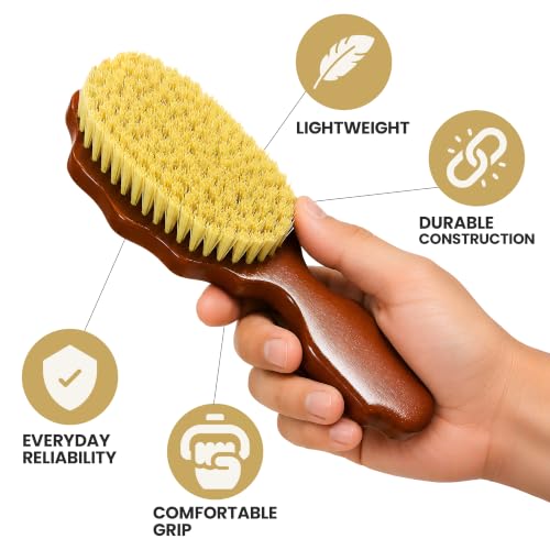 Kosher Vegan Agave Bristle 360 Wave Brush with Handle for Men, Hard & Medium, Wet & Dry Use