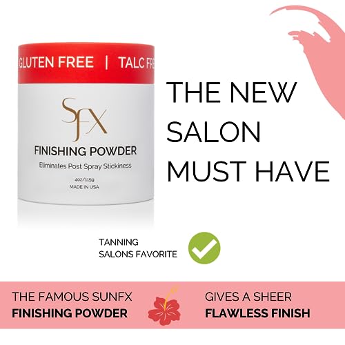 SunFX Post Spray Tan Translucent Finishing Powder | Talc Free | Sunless Tanning Powder with Large professional Fan Brush | Tropical Burst