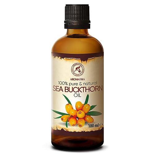 AROMATIKA Sea Buckthorn Oil 3.4 Fl Oz - Pure & Natural - Hippophae Rhamnoides - Carrier Oil for Essential Oils - Base Oil for Nails - Hair - Face & Body Care