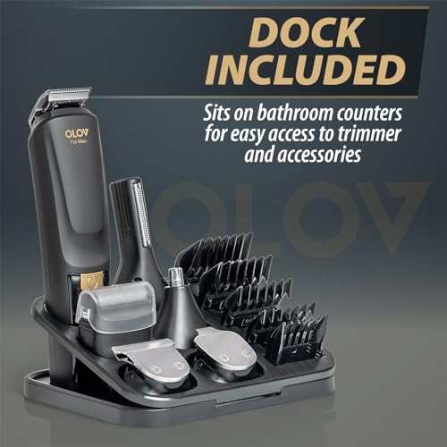OLOV Black 21-Piece All-in-One Men's Grooming Kit with Beard Trimmer, Hair Clipper & Nose/Ear/Body Razor