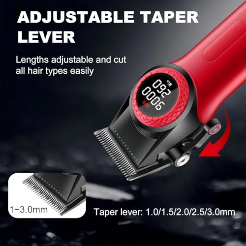 VGR Professional Hair Clippers for Men - Red, Cordless, 21 Speed, Rechargeable