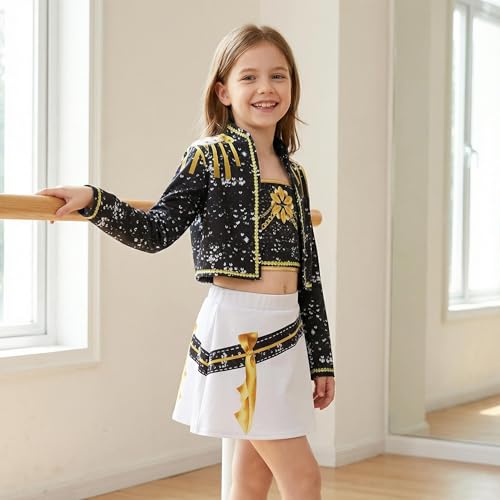 Kpop Black Gold Stage Costume Set for Girls