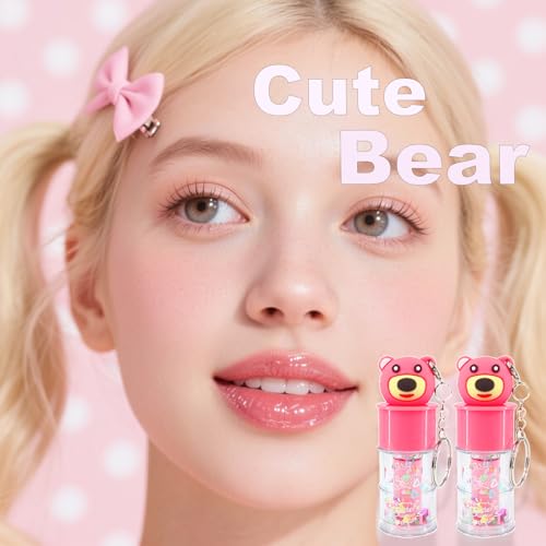 6Pc Hydrating Lip Gloss Set – Bear Design Shimmer & Sequins