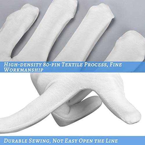White Cotton Gloves for Dry Hands & Overnight Moisturizing (30 Pcs)