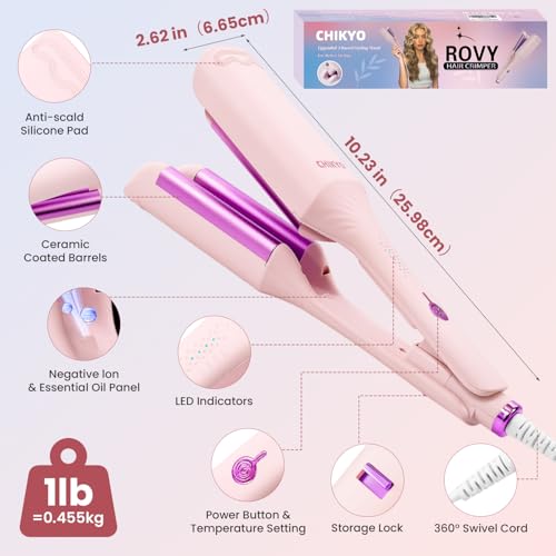 CHIKYO 3 Barrel Hair Crimper Waver 32mm - Ionic Curling Iron