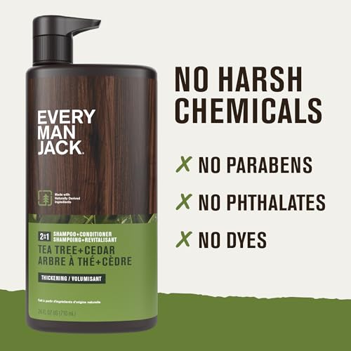 Every Man Jack Tea Tree 2-in-1 Men's Shampoo & Conditioner, 24 oz