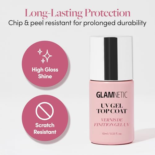 Glamnetic UV Gel Clear Top Coat - No-Wipe, High-Gloss Finish