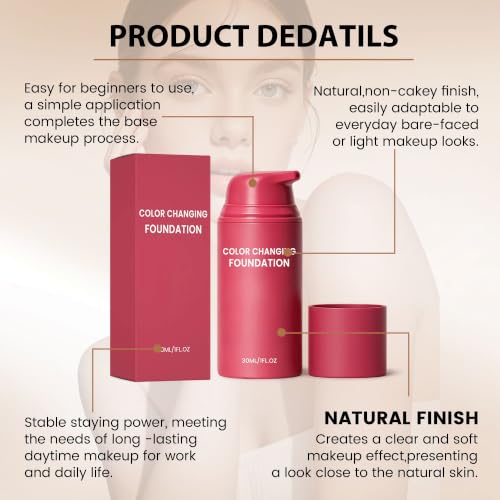 Color Changing Foundation - Skin Tone Adapting Liquid, 2 pcs