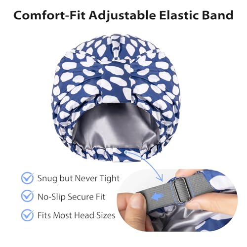 INNELO Reusable Waterproof Shower Cap with Satin Lining