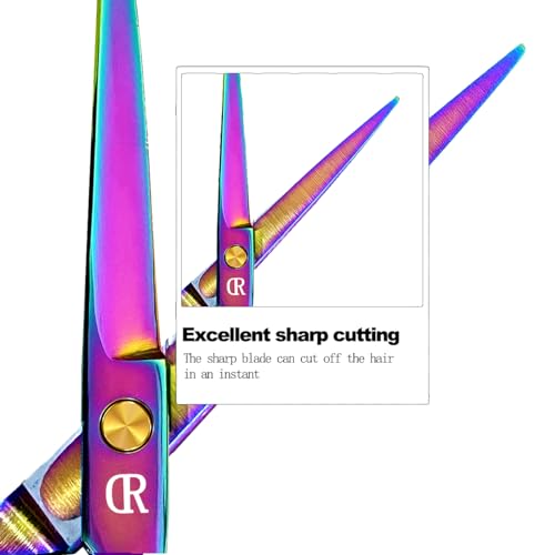 Professional Hair Cutting Shears Set,6 Inch Barber Hair Cutting Scissors Kit,Hairdressing Thinning Shears for Hair Cutting,Sharp Blades Haircut Scissors Kit for Women/Men/Kids (Rainbow) (Rainbow)