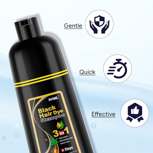 Ivnil Black Hair Dye Shampoo for Gray Coverage