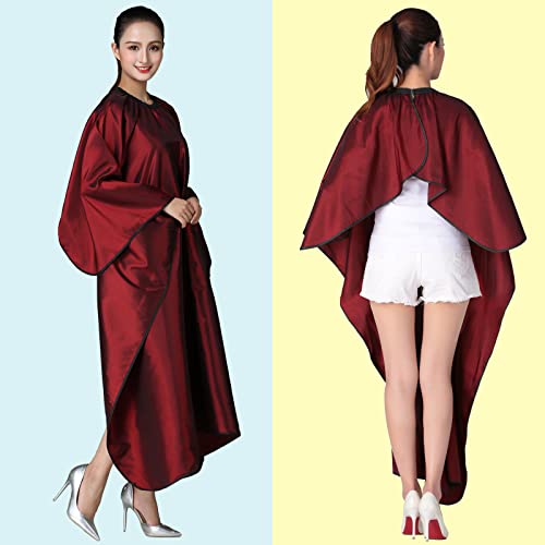 Iusmnur Barber Cape, Professional Hair Salon Cape with Adjustable Metal Clip, Shampoo Hair Cutting Cape for Barbers and Stylists - 55 x 63 inches (Wine Red)