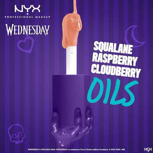 NYX PROFESSIONAL MAKEUP Wednesday Color-Shifting Lip Oil, Moisturizing, Tinted, and Non-Sticky Lip Gloss with up to 12HR Hydration - Moonshifted