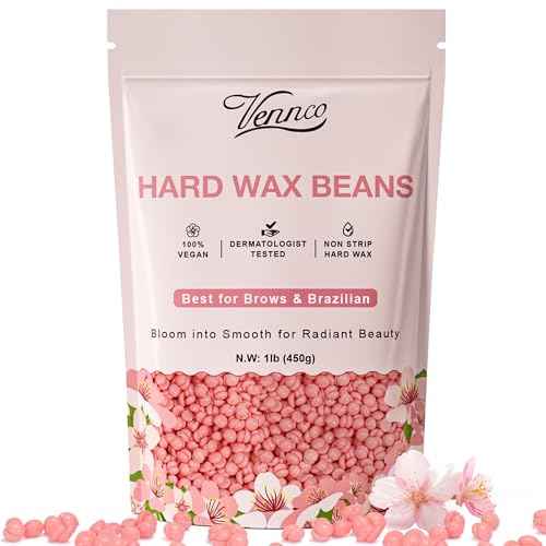 Hard Wax Beads, 1lb Wax Beans for hair removal with Cherry Blossom Extract, Ideal for Sensitive Skin, Perfect for Facial, Eyebrows, Arms, and Brazilian Area, Wax Refill for Home Use
