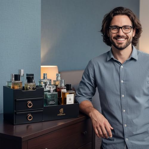 Perfume Organizer - Cologne Organizer for Men - Wooden Cologne Stand - Organizador de Perfumes - Cologne Shelf - Perfume Stand for Women - Black, Brown - Perfume Holder