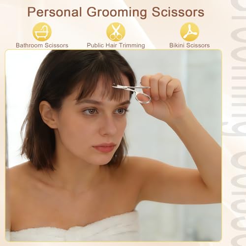 Eyebrow Scissors with Curved Blades for Precise Grooming - Nose & Facial Hair Trimming