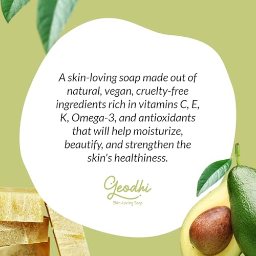 Handmade Vegan Cold Process Soap with Premium Essential Oils, Great for Acne, and Dry Skin - Set of 4 Both Women and Men Soap Bar-. (Avocado-Rosemary)