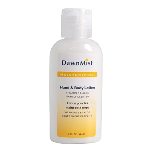 DawnMist Dukal Hand and Body Lotion with Dispensing Cap, 2 oz. ? Pack of 5 Travel-Sized Moisturizing Bottles for Soft, Hydrated Skin