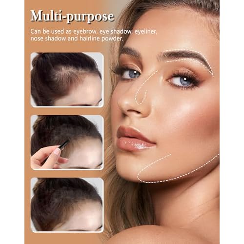Eyebrow Powder Kit-Waterproof Two Colors Brow Powder Tinted Palette Long Lasting Up to 16H, Brown/Dark Brown Brow Filler Defined&Sculpt Natural Eyebrow Makeup for Sparse Brow with Brow Brush &Razor-03