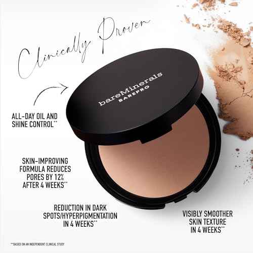 bareMinerals Barepro Skin-Perfecting Powder Foundation, Matte Pressed Powder Foundation Full Coverage with Plant-Based Squalene, Talc-Fee Pressed Powder Compact, Oil Control, Vegan