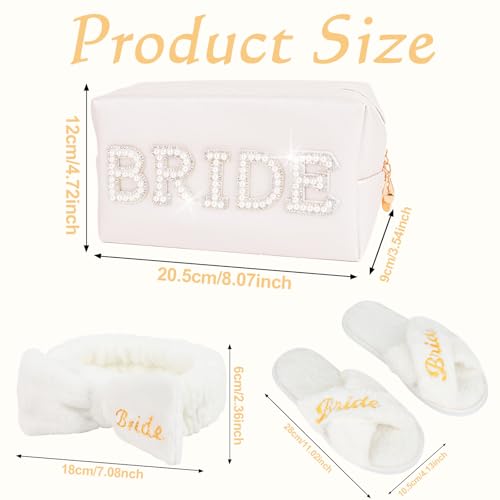 Bride Spa Gift Set - Headband, Slippers & Makeup Bag