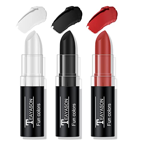 3-Color Face Paint Stick Kit - White/Black/Red Makeup
