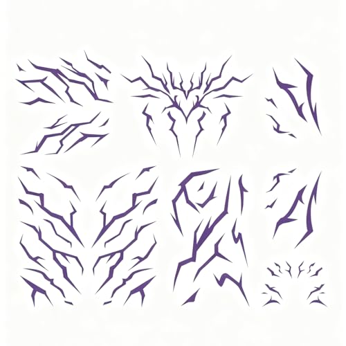 Purple Temporary Patterns Tattoo ?Cosplay Tattoos Stickers, Realistic Waterproof Body Art for Cosplay, Christmas, and Party Makeup (8 PCS)