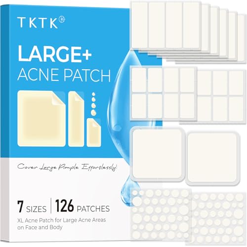 TKTK Large Pimple Patches - 7 Sizes, 126 Count Hydrocolloid