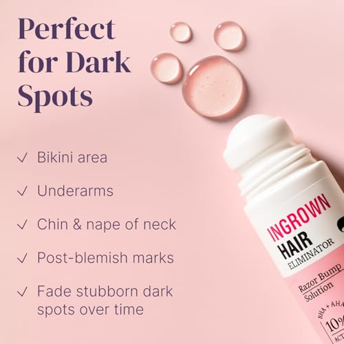 Razor Bump Stopper with Dark Spot Remover, Ingrown Hair Treatment for Bikini Area and Razor Bumps Treatment - Salicylic Acid After Shave Solution for Ingrown Hairs & Razor Burns