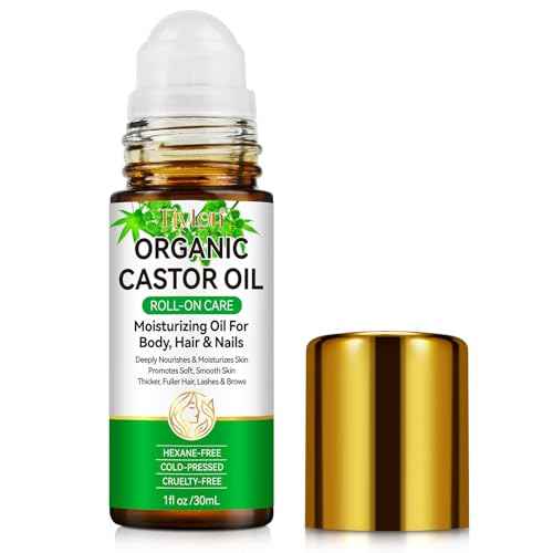 Castor Oil Roll On for Belly, Face, Under Eyes, Body Skin and Hair - 100% Pure Hexane Free Cold Pressed Organic Castor Oil Roller, Easy Application and Absorb - 1fl.oz
