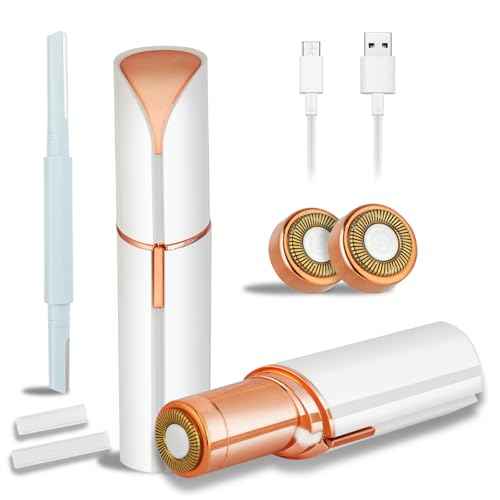 Facial Hair Removal for Women Men£¬Electric Painless Hair Removal Device Included 2 x Replacement Heads£¬USB Rechargeable Lady Womens Face Shaver with LED Light for Lip,Chin,Arms (Multicolor)