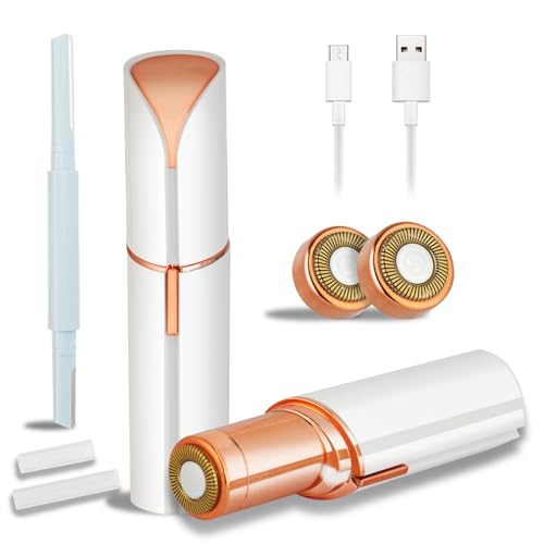 Facial Hair Removal for Women Men£¬Electric Painless Hair Removal Device Included 2 x Replacement Heads£¬USB Rechargeable Lady Womens Face Shaver with LED Light for Lip,Chin,Arms (Multicolor)