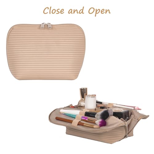 Waterproof Travel Makeup Bag for Women - Organizer with Brush Holders