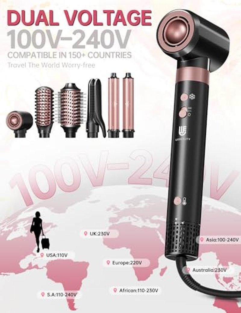 7-in-1 Hair Dryer Brush with Auto Curler & Straightener