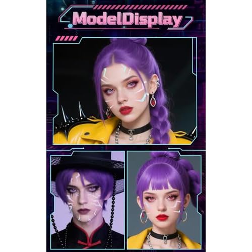 Rumi Tattoos ? 4 Holographic Designs, Inspired Anime Temporary Face Tattoos, Waterproof & Skin-Safe for Cosplay, Parties & Festivals (4 Packs)